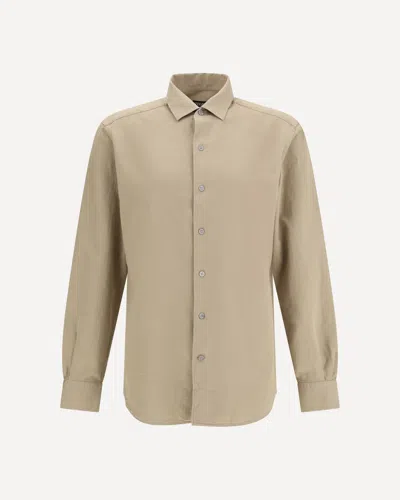 ZEGNA COTTON AND LINEN SHIRT