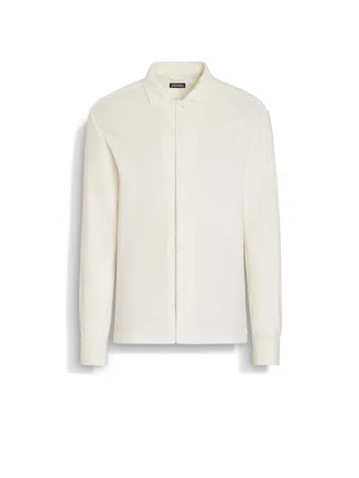 Zegna Cotton And Silk Shirt In Blanc