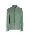 Zegna Cotton And Silk Shirt In Vert Sauge