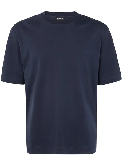 Zegna Cotton And Silk T-shirt Clothing In Blue