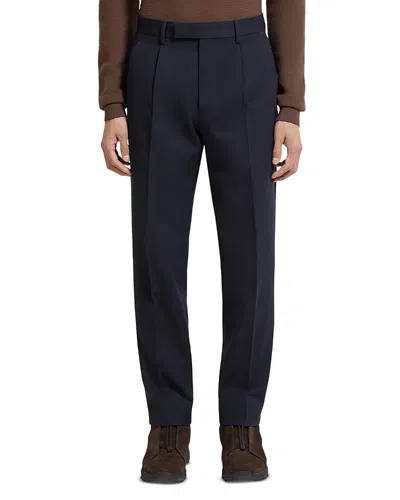 ZEGNA COTTON & WOOL PLEATED PANTS