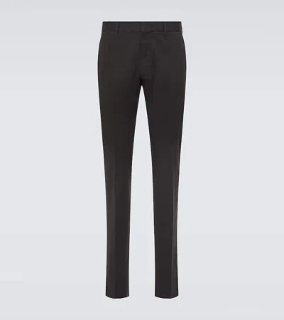Zegna Cotton Blend Chinos In Black