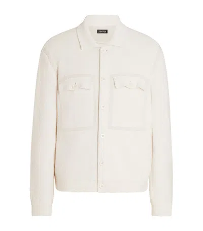 Zegna Cotton-blend Knit Overshirt In White