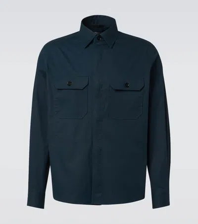 Zegna Cotton-blend Overshirt In Blue