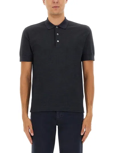 Zegna Cotton Blend Polo Shirt In Black