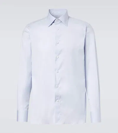 Zegna Cotton-blend Shirt In Blue