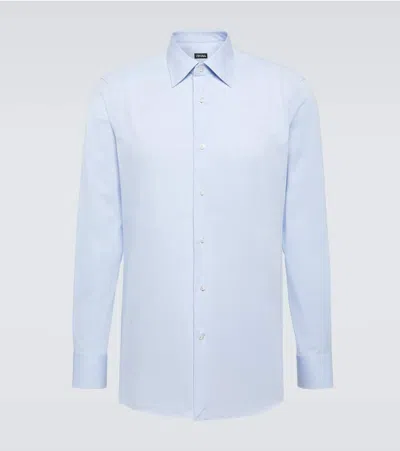 Zegna Long-sleeve Button-cuff Shirt In Blue