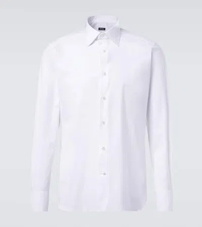 Zegna Linen Shirt Straight Cut Structured Collar Long Sleeves In White