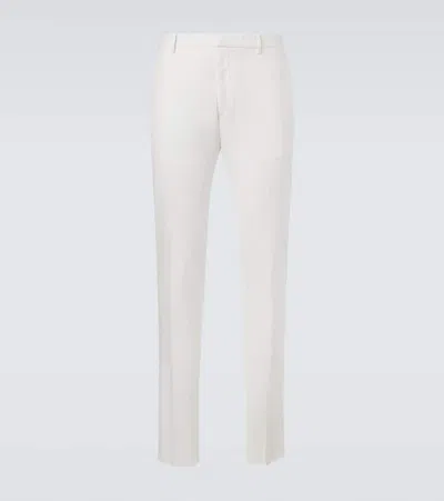 Zegna Cotton-blend Slim Pants In White
