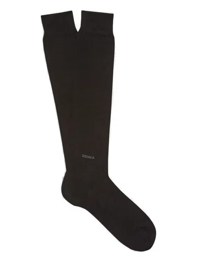 Zegna Cotton Blend Socks In Black