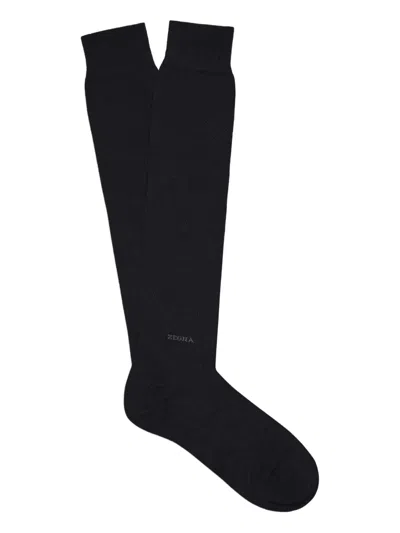 Zegna Cotton Blend Socks In Blue