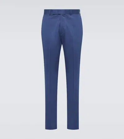 Zegna Cotton Blend Suit Pants In Blue