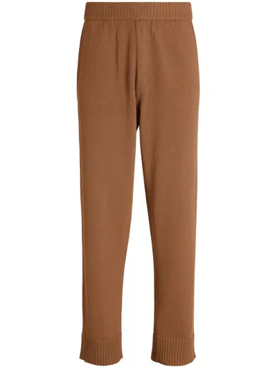 Zegna Straight-leg Knit Trousers In Foliage