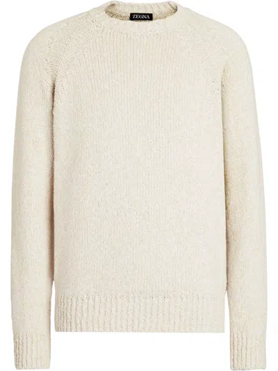 Zegna Cotton Crew-neck Sweater In Neutral