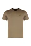 Zegna Cotton Crew Neck T-shirt With Side Slits In Brown