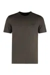 Zegna Cotton Crew Neck T-shirt With Side Slits In Brown