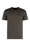 Zegna Cotton Crew Neck T-shirt With Side Slits In Brown