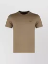 Zegna Cotton Crew Neck T-shirt With Side Slits In Brown