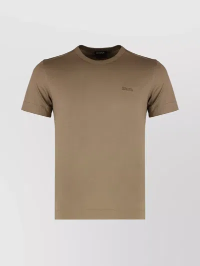 ZEGNA COTTON CREW NECK T-SHIRT WITH SIDE SLITS