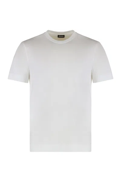 Zegna Cotton Crew Neck T-shirt For Men In Yellow