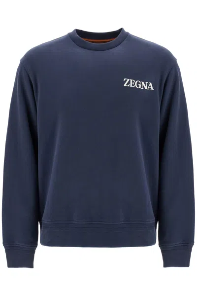 Zegna Sweatshirt With Logo In Blue