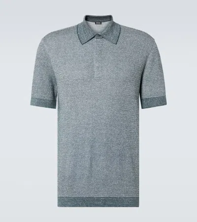 Zegna Short-sleeve Linen Polo Shirt In Brown