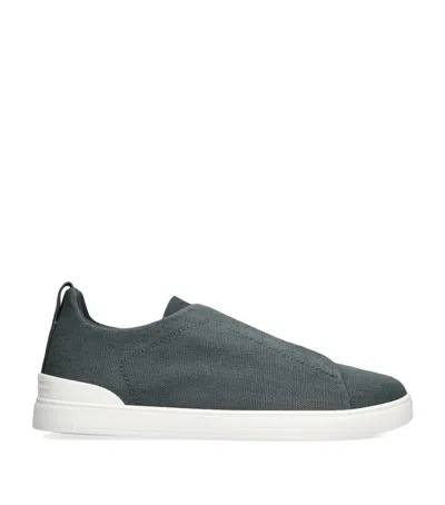 ZEGNA COTTON-LINEN TRIPLE STITCH SNEAKERS