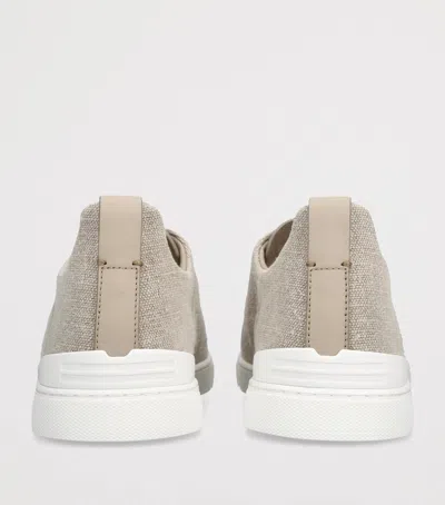Zegna Cotton-linen Triple Stitch Sneakers In Grey