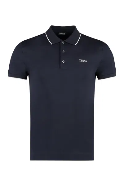 Zegna Dolce & Gabbana Cotton-piqué Polo Shirt In Blue