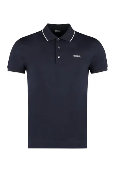 Zegna Cotton-piqué Polo Shirt In Blue