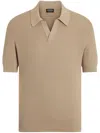 Zegna Beige Premium Cotton Polo Shirt In Brown