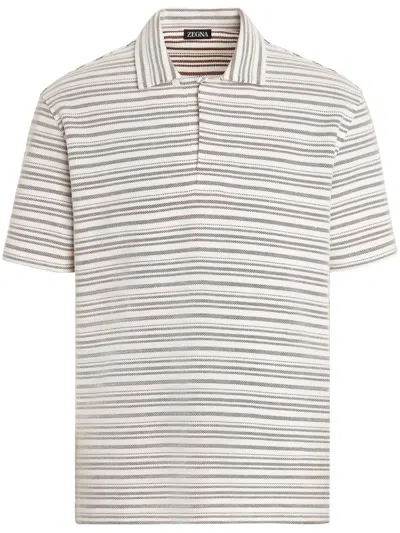 Zegna Cotton Polo Shirt In Neutral