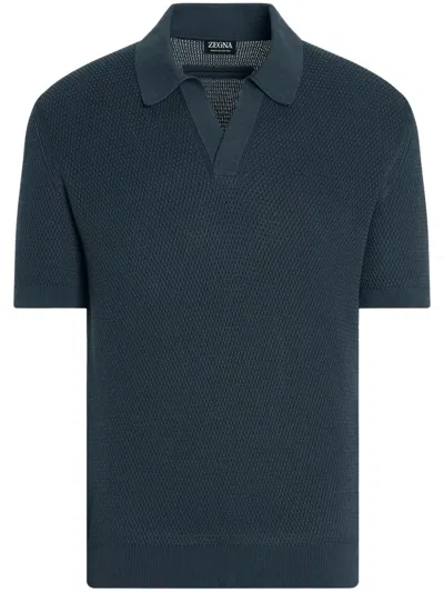 Zegna Dark Teal Blue Premium Cotton Polo Shirt