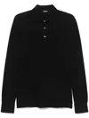 Zegna Polo Shirt With Lapel Buttons In Black