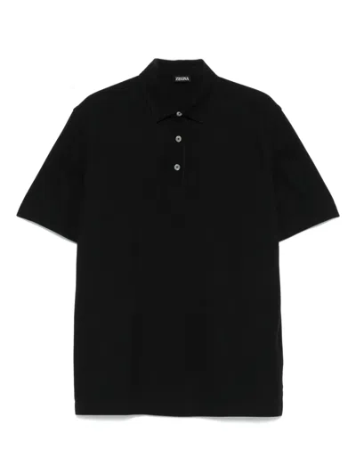 Zegna Cotton Polo Shirt In Black