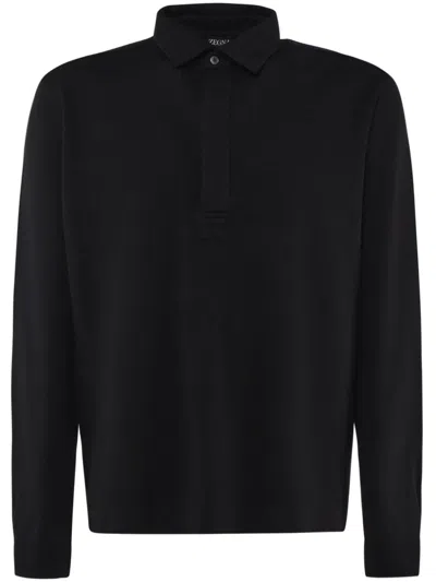 Zegna Cotton Polo Shirt In Black