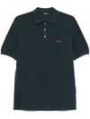 Zegna Cotton Polo Shirt With Intarsia Knitted Stripe In Blue