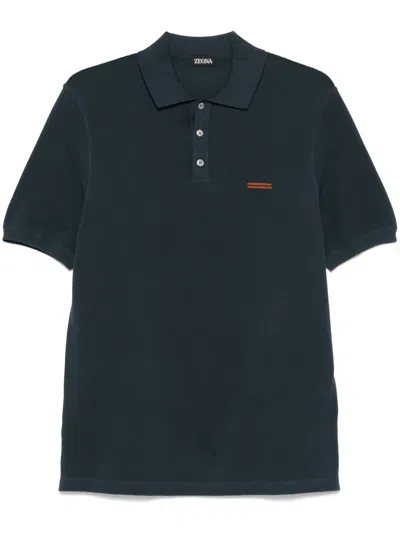 Zegna Cotton Polo Shirt In Blue