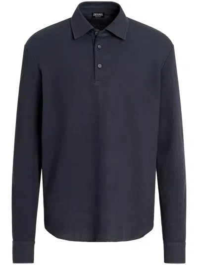Zegna Cotton Polo Shirt In Blue