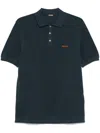 Zegna Cotton Polo Shirt With Intarsia Knitted Stripe In Blue