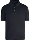 Zegna Fine-knit Polo Shirt In Blue