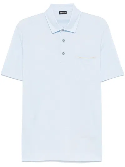 Zegna Cotton Polo Shirt In Blue