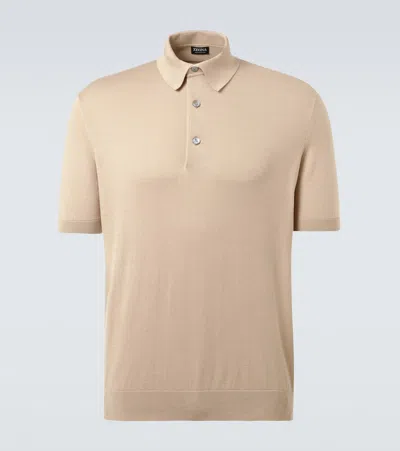 Zegna Cotton Polo Shirt In Brown