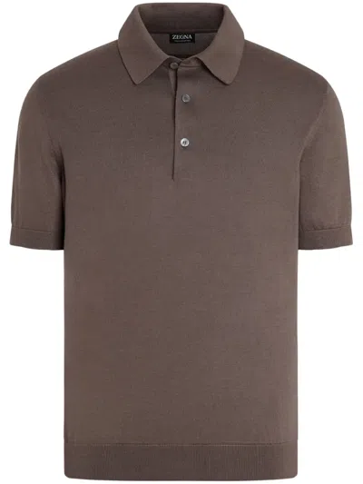 Zegna Cotton Polo Shirt In Brown