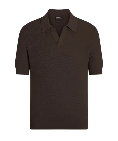 Zegna Cotton Polo Shirt In Brown
