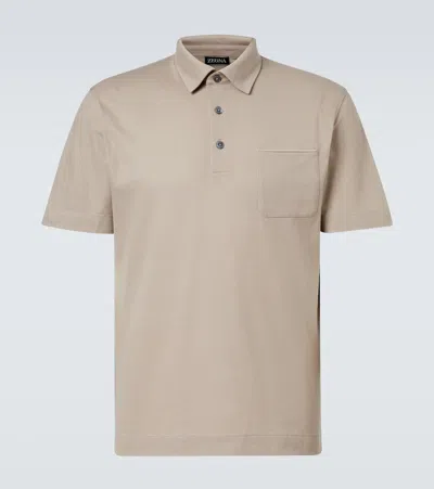 Zegna Cotton Polo Shirt In Neutral