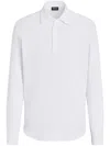 Zegna Micro Striped Trecapi Tailored Fit Long Sleeve Shirt In White