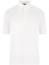 Zegna Cotton Polo Shirt With Intarsia Knitted Stripe In White