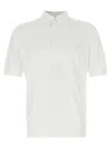 Zegna Cotton Polo Shirt With Intarsia Knitted Stripe In White