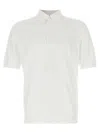 Zegna Cotton Polo Shirt With Intarsia Knitted Stripe In White